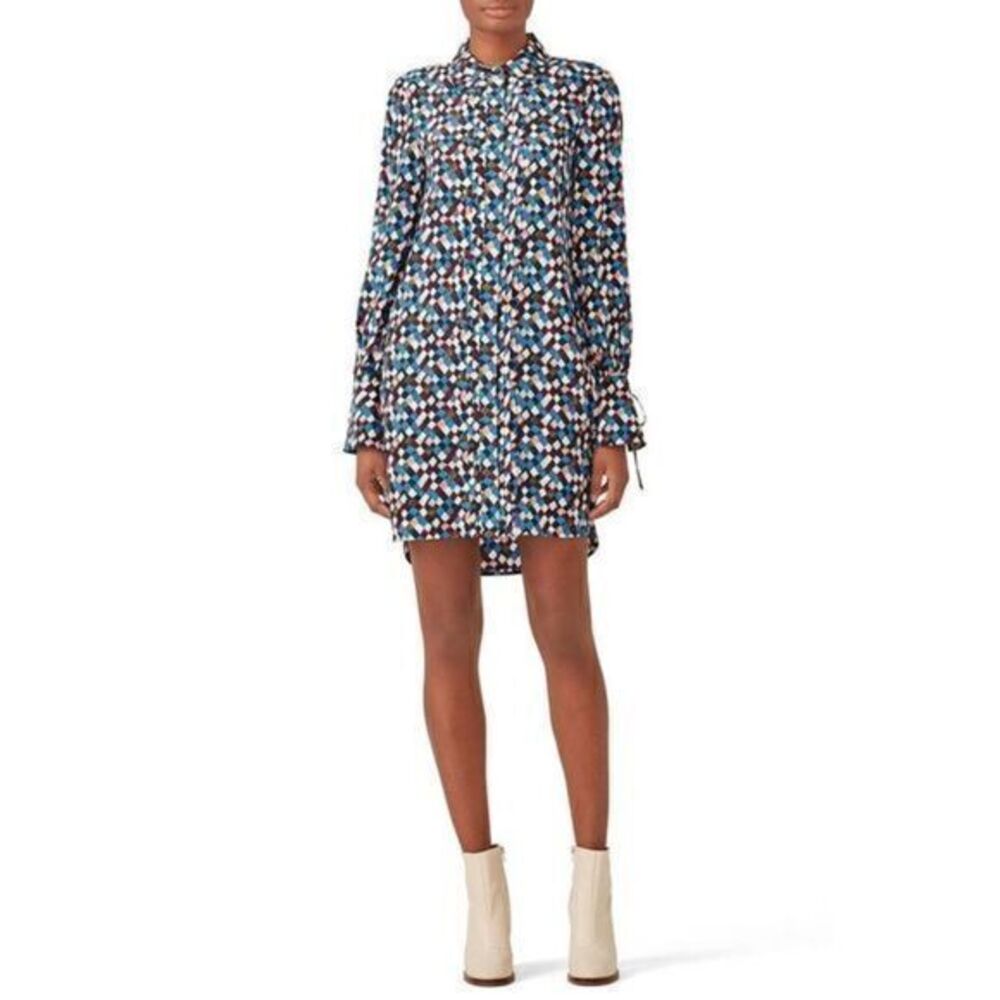 TORY BURCH EUC Navy Blue Printed Silk Prism Kaylee Dress US 6